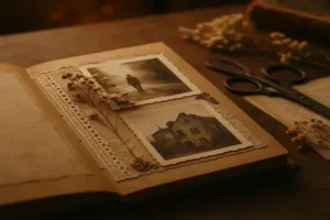 Scrapbook Vintage Relaxante para Organização de Memórias Pessoais